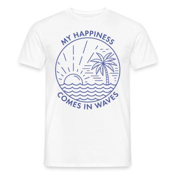Mon bonheur vient par vagues - T-shirt homme - blanc - Devant - AI Model Male 178 dark (178cm)