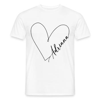 Adriana Nom Ligne de coeur - T-shirt homme - blanc - Devant - AI Model Male 178 dark (178cm)