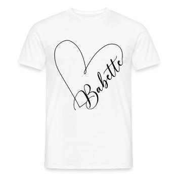 Babette Nom Coeur Ligne - T-shirt homme - blanc - Devant - AI Model Male 178 dark (178cm)