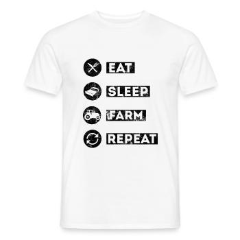 Eat Sleep Farm saying - Men's T-Shirt - white - Front - AI Model Male 178 dark (178cm)