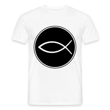 icône de poisson de jésus - T-shirt homme - blanc - Devant - AI Model Male 178 dark (178cm)