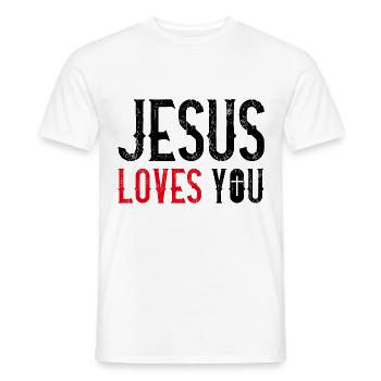 Jésus t'aime - T-shirt homme - blanc - Devant - AI Model Male 178 dark (178cm)