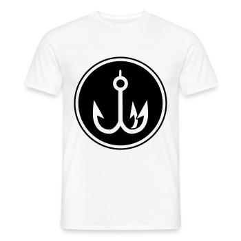 cercle icône poisson crochet - T-shirt homme - blanc - Devant - AI Model Male 178 dark (178cm)