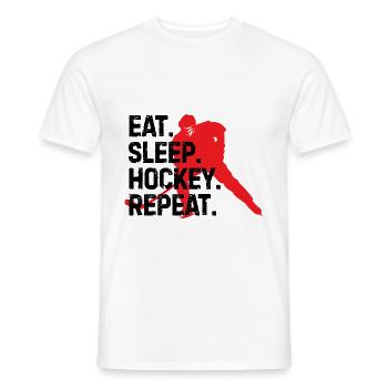 Eat Sleep Repeat Hockey Gift - Men's T-Shirt - white - Front - AI Model Male 178 dark (178cm)