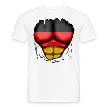 German Flag Ripped Muscles six pack chest t-shirt - Men's T-Shirt - white - Front - AI Model Male 178 dark (178cm)