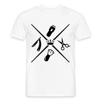 barber icons crown - Men's T-Shirt - white - Front - AI Model Male 178 dark (178cm)