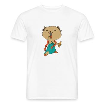 Cat with beer - Men's T-Shirt - white - Front - AI Model Male 178 dark (178cm)