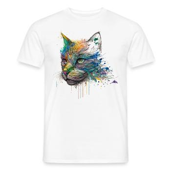 Cat Cat Motif Animals Gift Art Animal Motif - Men's T-Shirt - white - Front - AI Model Male 178 dark (178cm)