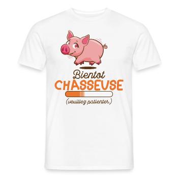 chasseur bientôt chasseuse chasseuses en cours - T-shirt homme - blanc - Devant - AI Model Male 178 dark (178cm)