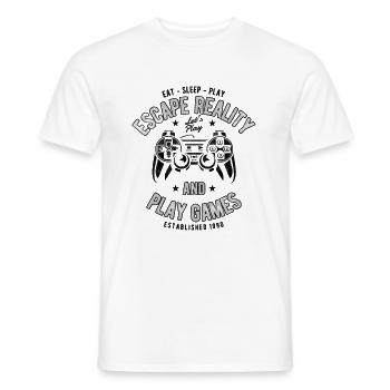 Manette de jeu manette mange-dort-joue t-shirt - T-shirt homme - blanc - Devant - AI Model Male 178 dark (178cm)