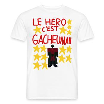 Le héro c’est Gacheuman Gacheuman - T-shirt homme - blanc - Devant - AI Model Male 178 dark (178cm)