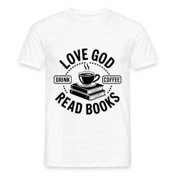 Dear God, drink coffee, read books! Christian - Men's T-Shirt - white - Front - AI Model Male 178 dark (178cm)