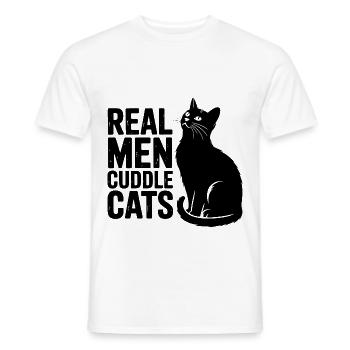 Echte Männer kuscheln Katzen! Katzen Papa Kitten - Männer T-Shirt - Weiß - Vorne - AI Model Male 178 dark (178cm)