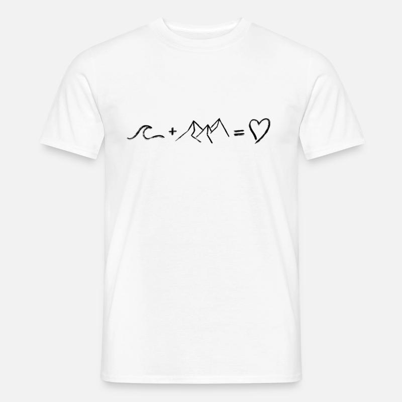 Welle Berg Herz Schwarz - Männer T-Shirt - Weiß