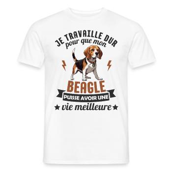 humour école canine beagle - T-shirt homme - blanc - Devant - AI Model Male 178 dark (178cm)