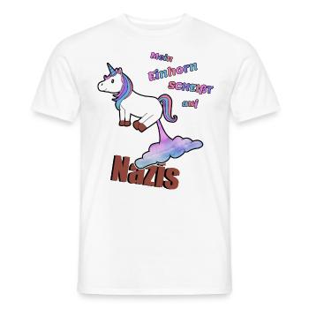 Contre la licorne nazie, contre la droite - T-shirt homme - blanc - Devant - AI Model Male 178 dark (178cm)