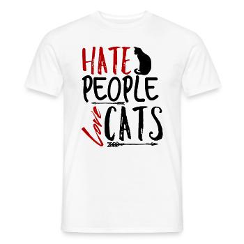 I hate cat people - Men's T-Shirt - white - Front - AI Model Male 178 dark (178cm)