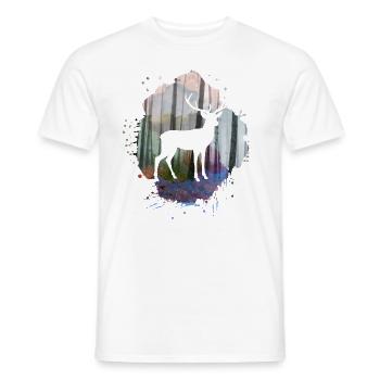 nature,nature,deer,trees,mountains,landscape,forest - Men's T-Shirt - white - Front - AI Model Male 178 dark (178cm)