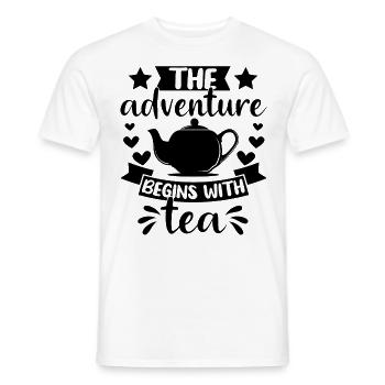 L’aventure commence avec le thé - T-shirt homme - blanc - Devant - AI Model Male 178 dark (178cm)