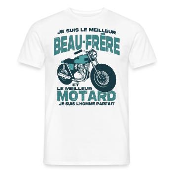 Le meilleur motard et le meilleur beau-frère - T-shirt homme - blanc - Devant - AI Model Male 178 dark (178cm)