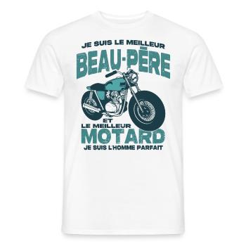 Le meilleur motard et le meilleur beau-père - T-shirt homme - blanc - Devant - AI Model Male 178 dark (178cm)