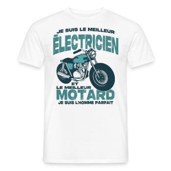 Le meilleur motard et le meilleur électricien - T-shirt homme - blanc - Devant - AI Model Male 178 dark (178cm)