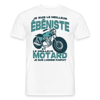 Le meilleur motard et le meilleur ébéniste - T-shirt homme - blanc - Devant - AI Model Male 178 dark (178cm)