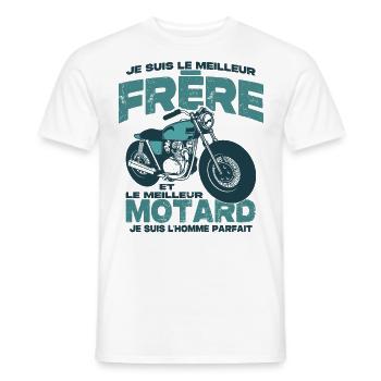 Le meilleur motard et le meilleur frère - T-shirt homme - blanc - Devant - AI Model Male 178 dark (178cm)