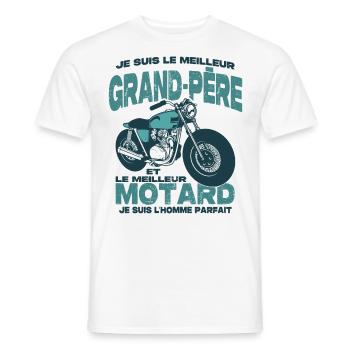 Le meilleur motard et le meilleur grand-père - T-shirt homme - blanc - Devant - AI Model Male 178 dark (178cm)