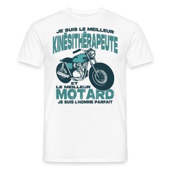 Le meilleur motard et le meilleur kinésitherapeute - T-shirt homme - blanc - Devant - AI Model Male 178 dark (178cm)