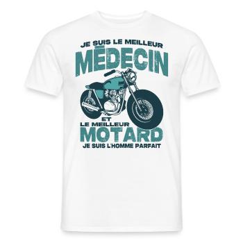 Le meilleur motard et le meilleur médecin - T-shirt homme - blanc - Devant - AI Model Male 178 dark (178cm)
