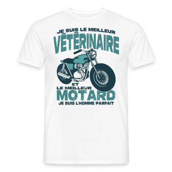 Le meilleur motard et le meilleur vétérinaire - T-shirt homme - blanc - Devant - AI Model Male 178 dark (178cm)