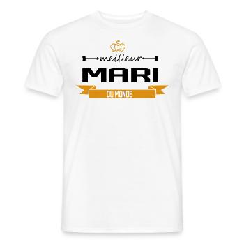 Meilleur Mari Cadeau - T-shirt homme - blanc - Devant - AI Model Male 178 dark (178cm)
