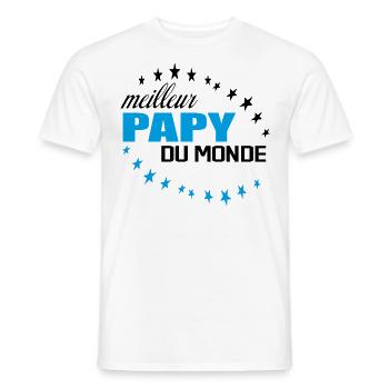 Meilleur Papy Du Monde - T-shirt homme - blanc - Devant - AI Model Male 178 dark (178cm)