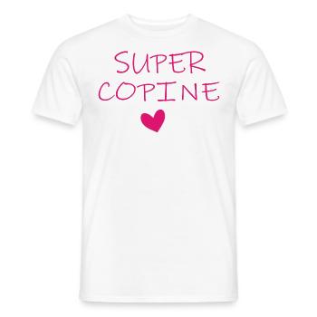 SUPER COPINE COEUR - T-shirt homme - blanc - Devant - AI Model Male 178 dark (178cm)