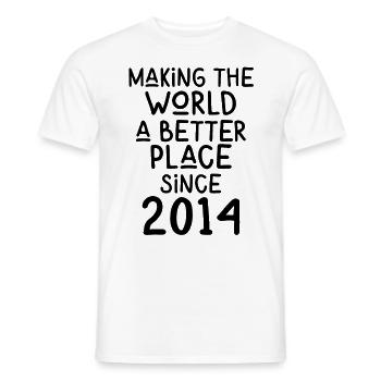 Making the World a better place since 2014 - Men's T-Shirt - white - Front - AI Model Male 178 dark (178cm)