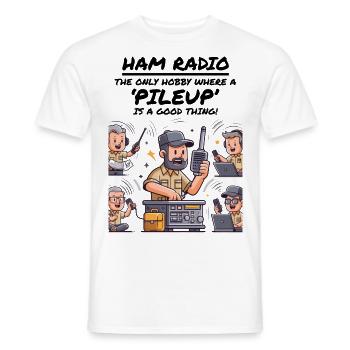 Ham Radio Operator Playful Cartoon Funny Hobby - Men's T-Shirt - white - Front - AI Model Male 178 dark (178cm)