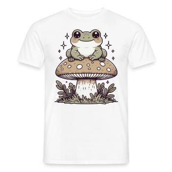 Cottagecore Aesthetic Mushroom Frog - Men's T-Shirt - white - Front - AI Model Male 178 dark (178cm)