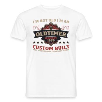 65. Geburtstag Mann Oldtimer Januar Jahrgang 1959 - Männer T-Shirt - Weiß - Vorne - AI Model Male 178 dark (178cm)