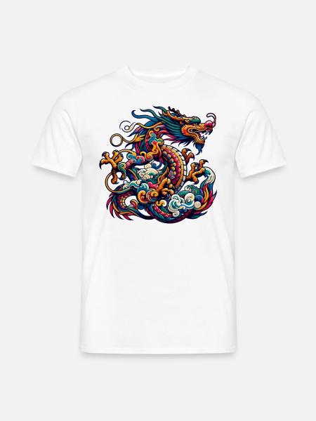 Elegantes chinesisches Tierkreiszeichen-Drachen-Kunstwerk für festliche - Männer T-Shirt - Weiß