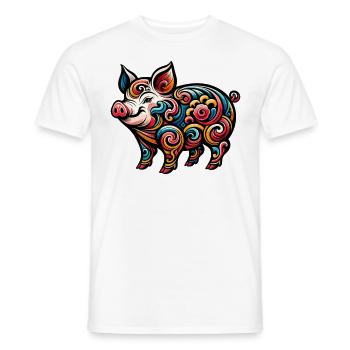 Chinesisches Tierkreiszeichen Schwein Elegantes Grafikdesign - Männer T-Shirt - Weiß - Vorne - AI Model Male 178 dark (178cm)