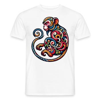 Eleganter Affe Chinesisches Tierkreiszeichen Künstlerisch - Männer T-Shirt - Weiß - Vorne - AI Model Male 178 dark (178cm)