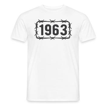 Anniversaire Vintage 1963 fil de fer barbelé - T-shirt homme - blanc - Devant - AI Model Male 178 dark (178cm)