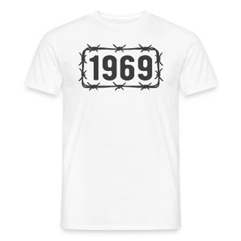 Anniversaire Vintage 1969 fil de fer barbelé - T-shirt homme - blanc - Devant - AI Model Male 178 dark (178cm)