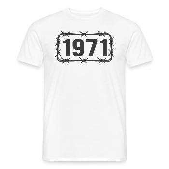 Anniversaire Vintage 1971 fil de fer barbelé - T-shirt homme - blanc - Devant - AI Model Male 178 dark (178cm)