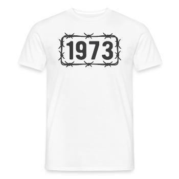 Anniversaire Vintage 1973 fil de fer barbelé - T-shirt homme - blanc - Devant - AI Model Male 178 dark (178cm)