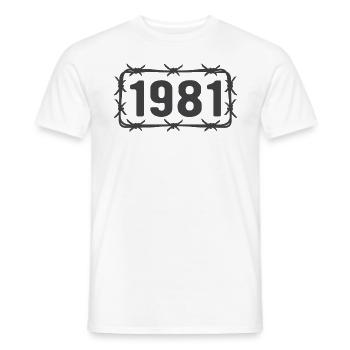 Geburtstag Jahrgang 1981 Stacheldraht - Männer T-Shirt - Weiß - Vorne - AI Model Male 178 dark (178cm)
