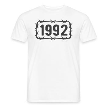 Anniversaire Vintage 1992 fil de fer barbelé - T-shirt homme - blanc - Devant - AI Model Male 178 dark (178cm)
