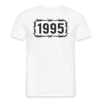Anniversaire Vintage 1995 fil de fer barbelé - T-shirt homme - blanc - Devant - AI Model Male 178 dark (178cm)