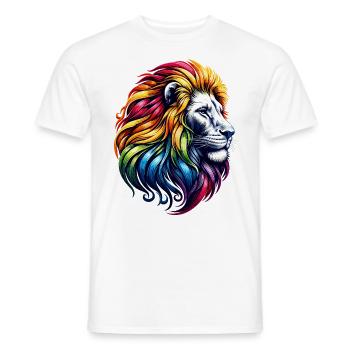 Leo Zodiac Vibrant Rainbow Animal Symbol - Men's T-Shirt - white - Front - AI Model Male 178 dark (178cm)